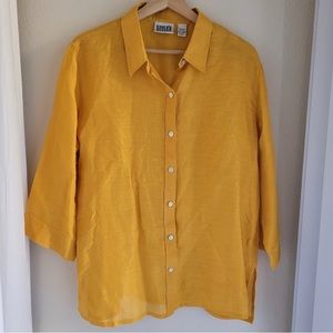 Chico’s Vintage Linen button down shirt yellow